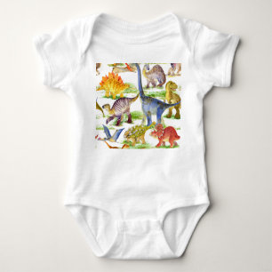 Cute Dinosaurs vattenfärg Sömlös konst T Shirt