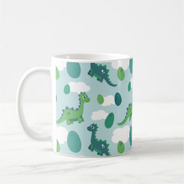 Cute dinosauurägg blue grönt mönster kaffemugg