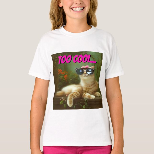 Cute Disabled one Öar Cat with Sunglasses T-Shirt (Framsida)