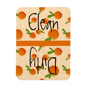 Cute Dishwasher Clean Dirty Magnet med Orangar