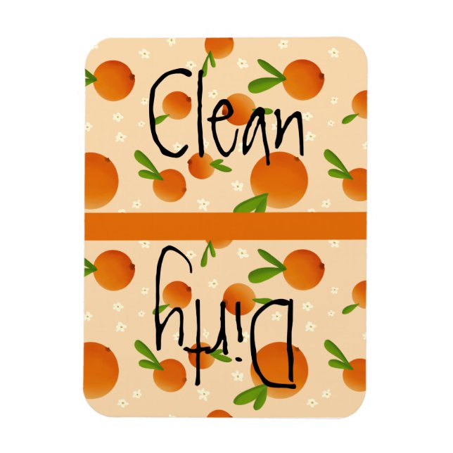 Cute Dishwasher Clean Dirty Magnet med Orangar (Vertikal)