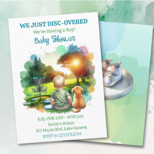Cute Disk Golf Boy's Baby Shower Inbjudningar