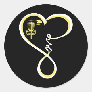 Cute Disk Golf I Kärlek Golf-Gult Runt Klistermärke