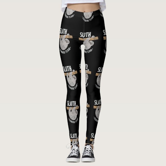 Cute Disted Sloth Runth Team Leggings (Framsida)