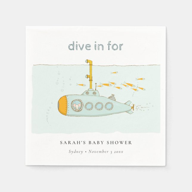 Cute Dive i undervattensbabyskor Pappersservett (Framsidan)
