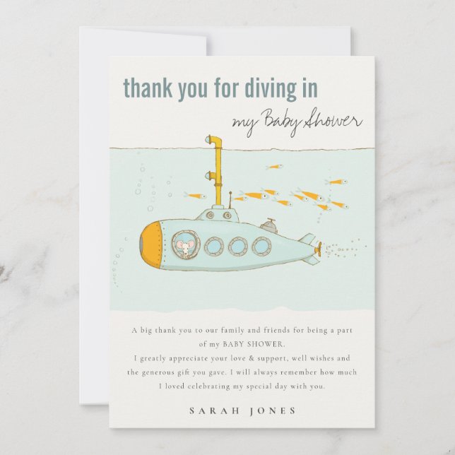 Cute Dive i undervattensbabyskor Tack Kort (Framsida)