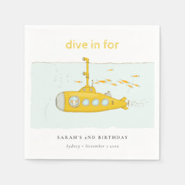 Cute Dive in Subsea Gult Birday Pappersservett