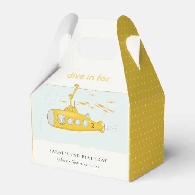 Cute Dive in Subsea Gult Birday Presentaskar (Framsidan Sidan)