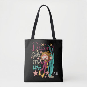 Cute Diving ger mig Blöt Monogram Tygkasse