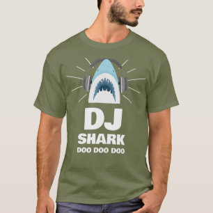 Cute DJ Baby Shark Wear Headphone in Child T Shirt