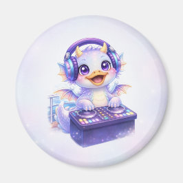 Cute DJ Dragon Round Magnet-Cruise Door Magnet