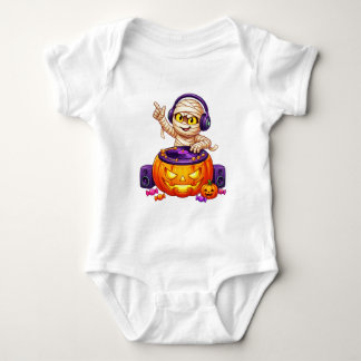 Cute DJ Mummy Pumpkin Turntable Halloween T Shirt