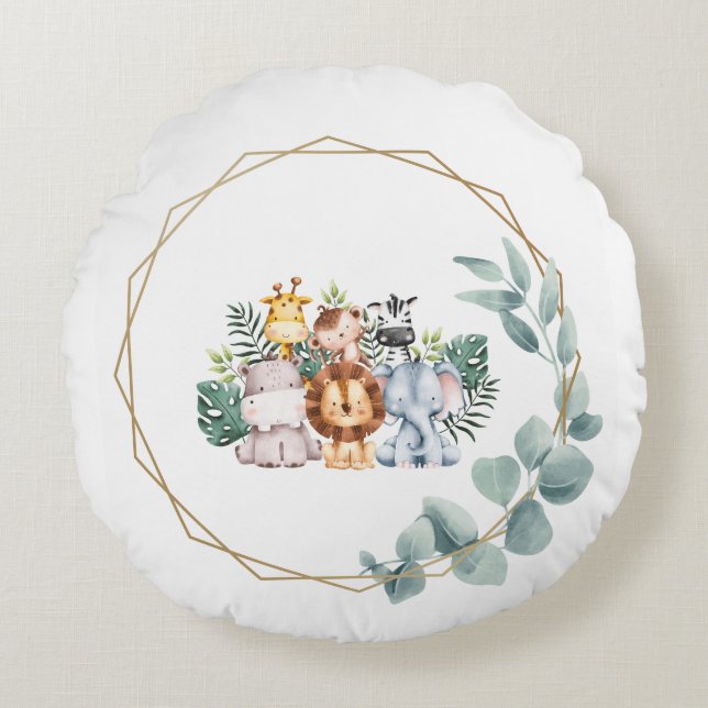 Cute-djungel Rund Kudde (Framsidan)