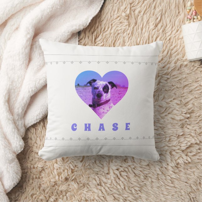 Cute Djurälskare Heart Lägg till ditt foto Namn Kudde (Filt)