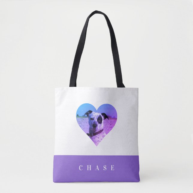 Cute Djurälskare Heart Lägg till ditt foto Namn Tygkasse (Framsida)
