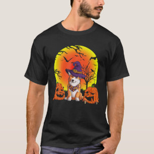 Cute Djurälskares Corgi Hund Witch Hat Funny Hallo T Shirt