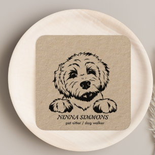 Cute Djuromsorg Sitter Dog Walker Photo Rustic Fyrkantigt Visitkort