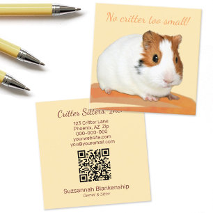 Cute Djuromsorga Guinea Gris QR-kodruta Fyrkantigt Visitkort
