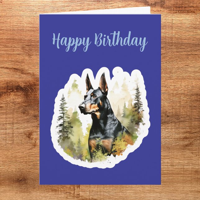 Cute Doberman Birthday Card Kort (Skapare uppladdad)