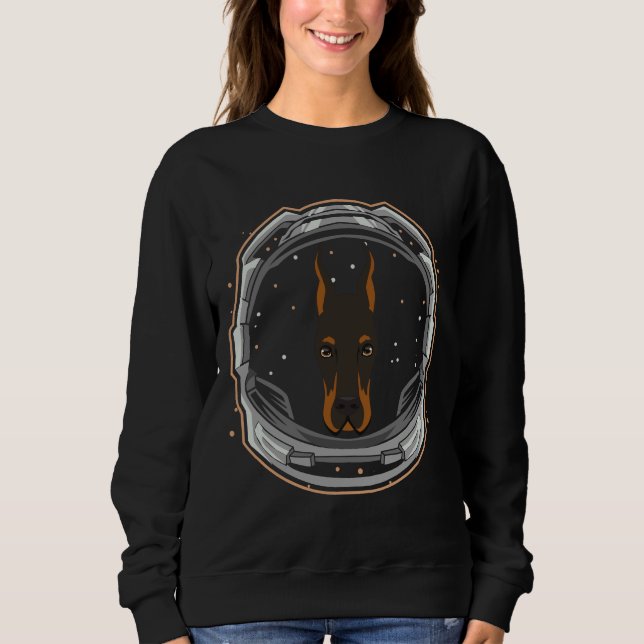 Cute Doberman Hund Astronaut in Space T Shirt (Framsida)