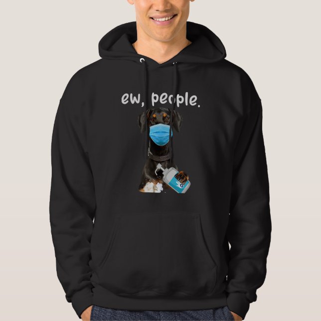 Cute Doberman Hund Ew People Hund Wing A Ansikte M Hoodie (Framsida)