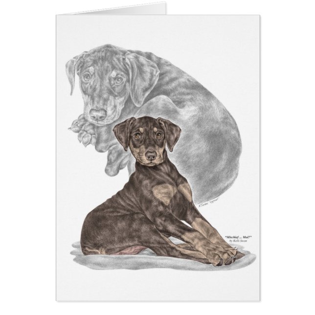 Cute Doberman Pinscher Puppy Hälsningskort (Framsidan)