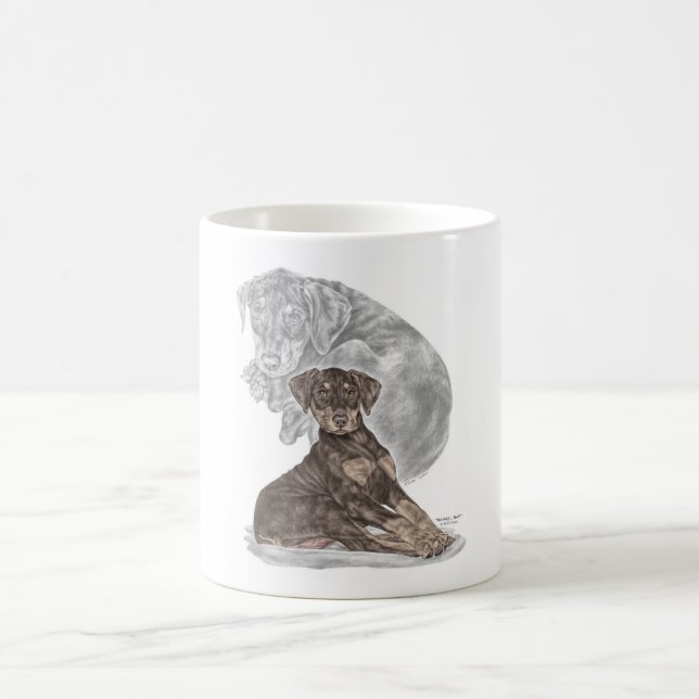 Cute Doberman Pinscher Puppy Kaffemugg (Center)