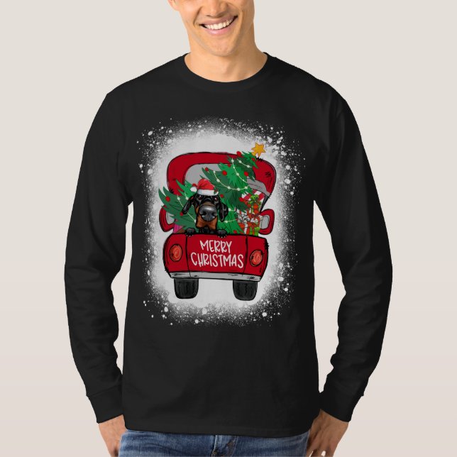 Cute Doberman Pinscher Red Lastbil God jul B T Shirt (Framsida)