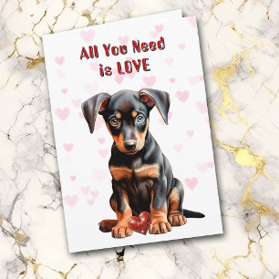 Cute Doberman Puppy Hund allt du behöver Valentine Helgkort