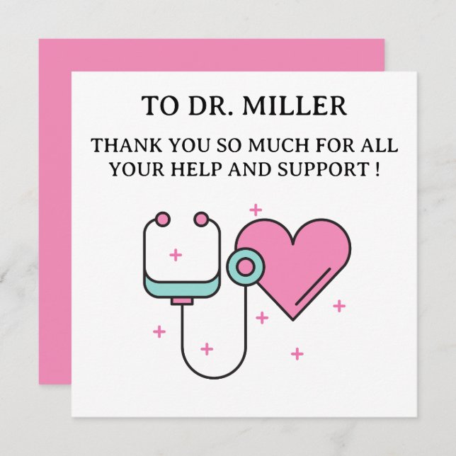 Cute Doctor Thank You Card (Fram/baksida)