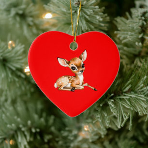 Cute Doe Chilling Out, Älskare Gift. Julgransprydnad Keramik
