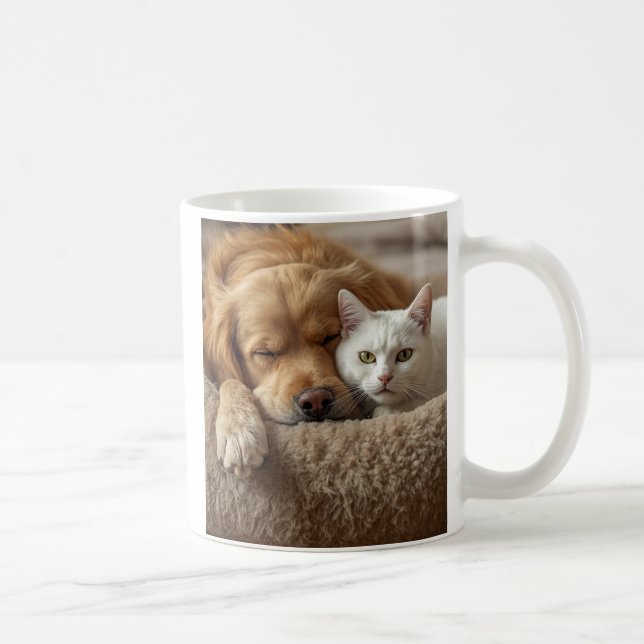 Cute Dog and Cat Coffee Mug – Cozy Pet Lovers Gift Kaffemugg (Höger)