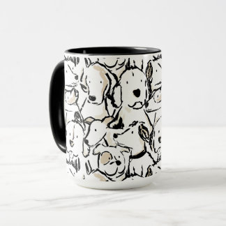 Cute Dog Doodle Pet Sketch - Black and White Puppy Mugg
