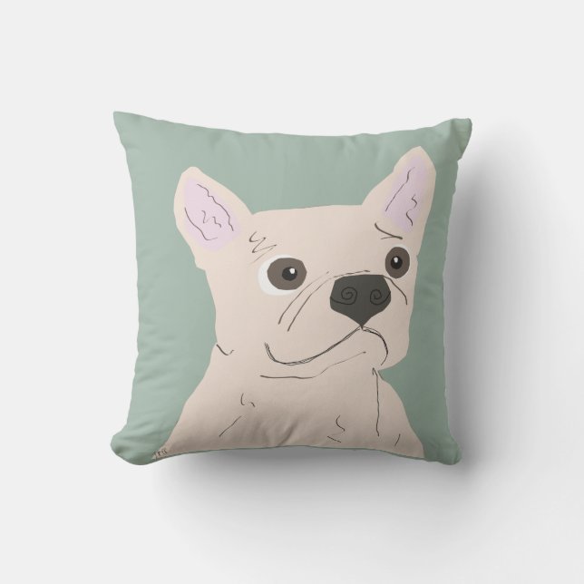 Cute Dog, Dusty Blue Kudde (Framsida)