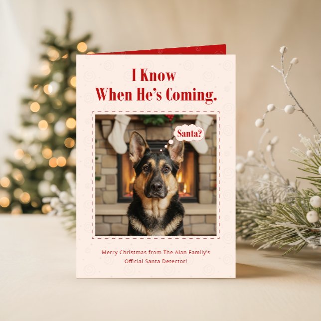 Cute Dog Funny Pet Family Photo Christmas Folded Helgkort (Skapare uppladdad)