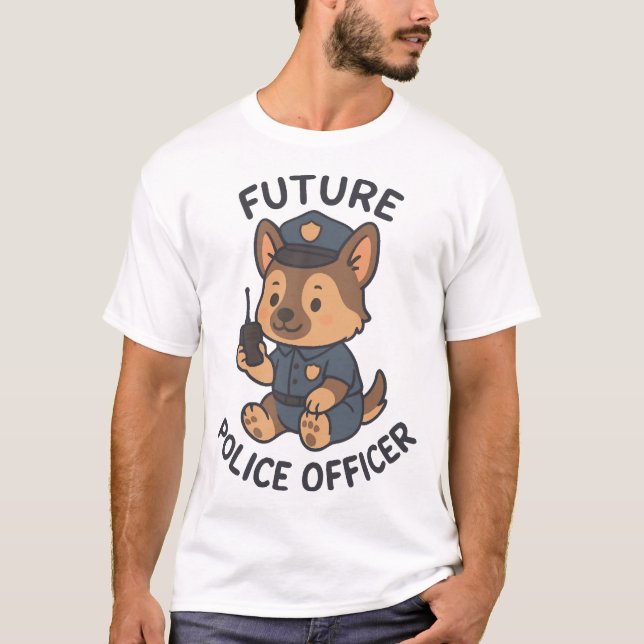 Cute Dog Future Police Officer Theme T Shirt (Framsida)
