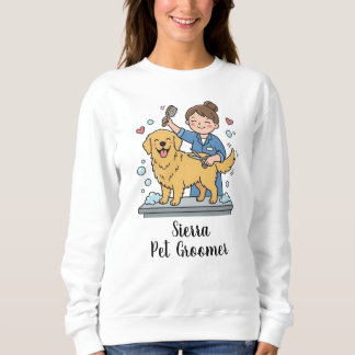 Cute Dog Groomer Golden Retriever Business Print T Shirt