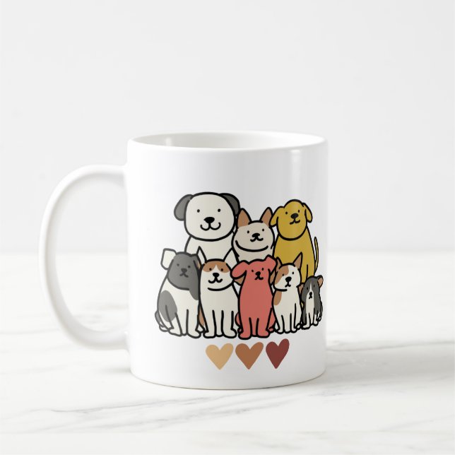 Cute Dog Group Mug - Adorable Puppy Squad Kaffemugg (Vänster)
