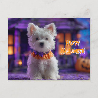 Cute Dog Happy Halloween Haunted House Vykort