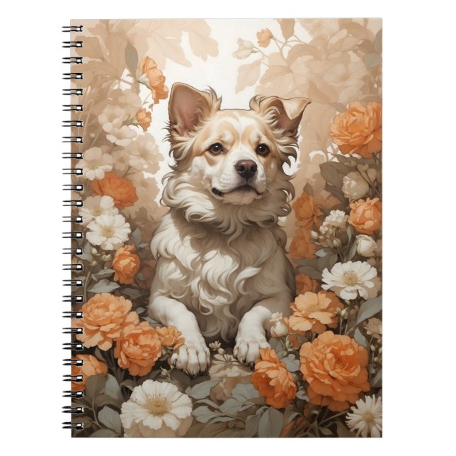 cute dog in flowers anteckningsbok (Framsidan)