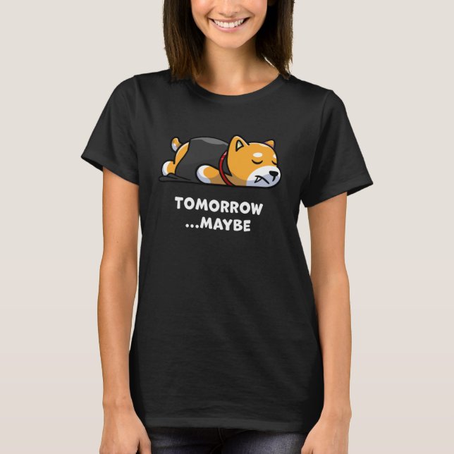 Cute Dog Lazy Vampire Halloween Maybe Morning T Shirt (Framsida)