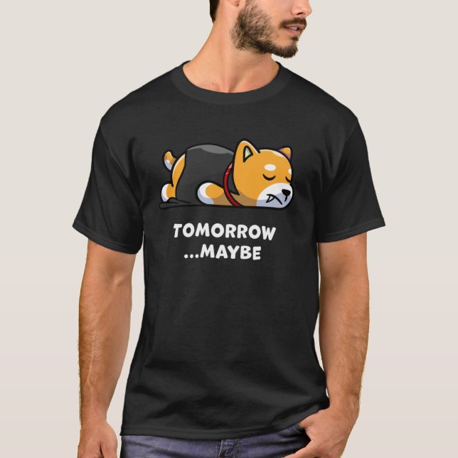 Cute Dog Lazy Vampire Halloween Maybe Morning T Shirt (Framsida)