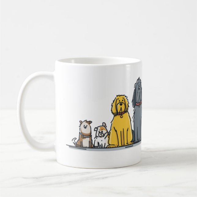 Cute Dog Lineup Illustration - Diverse Puppy Squad Kaffemugg (Vänster)