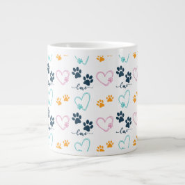 Cute Dog Lover Paw Prints Jumbo Mugg
