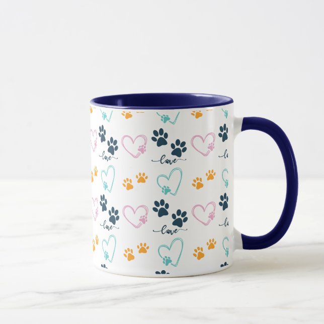 Cute Dog Lover Paw Prints Mugg (Höger)
