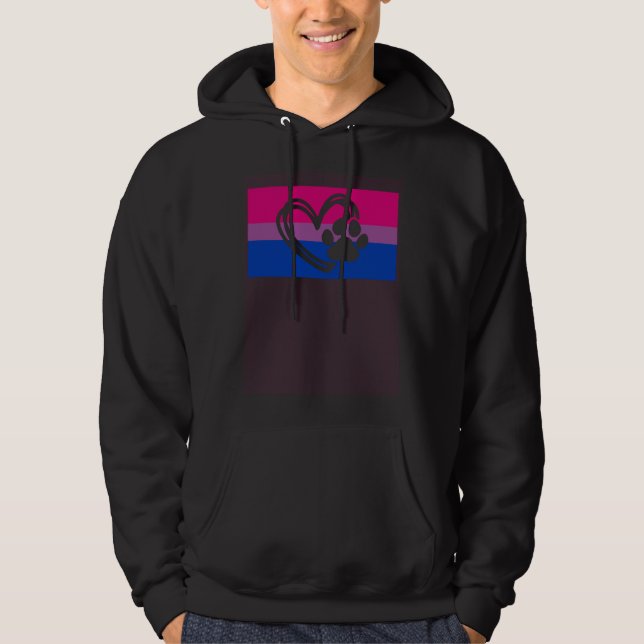 Cute Dog Mom Dad Paw Gay Bisexual Pride Flag Queer Hoodie (Framsida)