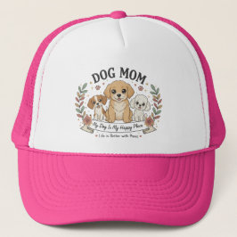 Cute Dog Mom Multi Dog Pink Trucker Hat Keps