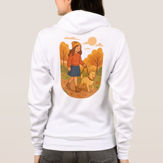 Cute Dog Mom Walking Pup in Cozy Forest  T Shirt (Baksida)