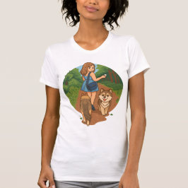 Cute Dog Mom Walking Puppies Forest Trail Illustra T Shirt