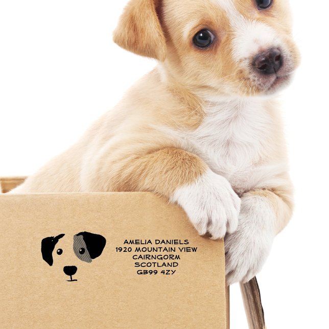 Cute Dog Personalized Address Rubber Stamp Stämpel (Skapare uppladdad)